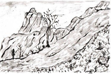 Peinture intitulée "Paysage montagne" par Mf Arts-Créations, Œuvre d'art originale, Acrylique