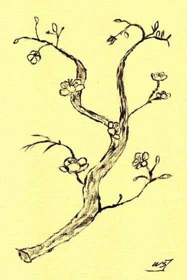 「Fleurs de cerisier」というタイトルの絵画 Mf Arts-Créationsによって, オリジナルのアートワーク, アクリル