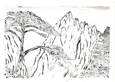 Pintura intitulada "Montagnes Chine" por Mf Arts-Créations, Obras de arte originais, Acrílico