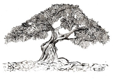 Malerei mit dem Titel "Grand arbre" von Mf Arts-Créations, Original-Kunstwerk, Acryl