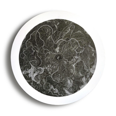 Desenho intitulada "Lune noire - 2 (éve…" por Suo Yuan Wang, Obras de arte originais, Tinta