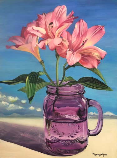 Painting titled "alstroemeria (Lily…" by Yan Wang, Original Artwork, Oil