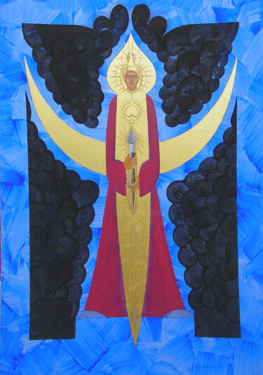 Malarstwo zatytułowany „Iscus Azul” autorstwa Wanja, Oryginalna praca, Akryl Zamontowany na Drewniana rama noszy