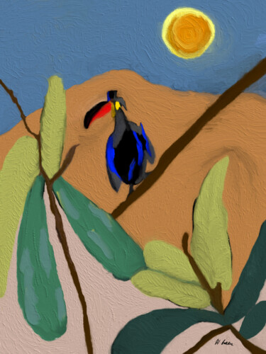 Digital Arts titled "Bird in the moonlig…" by Wannott Bakker, Original Artwork, Digital Painting