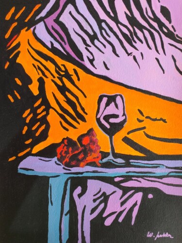 Malerei mit dem Titel "Grapes and Wine Day" von Wannott Bakker, Original-Kunstwerk, Acryl