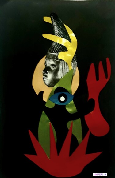 Colagens intitulada "O Homem em Devir" por Warlen Dimas Marques, Obras de arte originais, Colagens