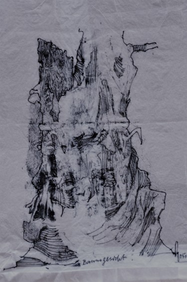 Zeichnungen mit dem Titel "Baumgesicht" von Stephan Rodriguez Warnemünde, Original-Kunstwerk, Tinte