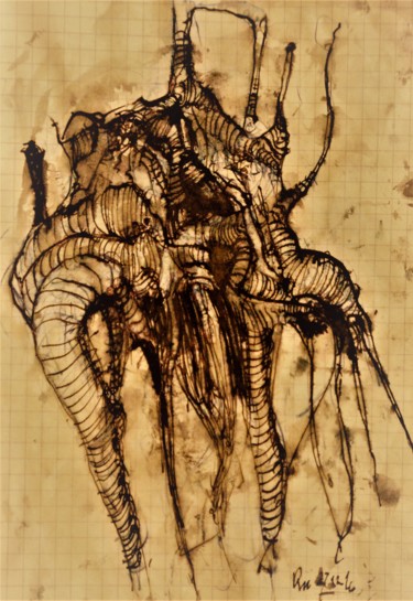 Drawing titled "Metastase (2)" by Stephan Rodriguez Warnemünde, Original Artwork, Ink