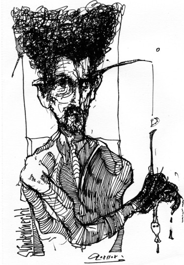 Zeichnungen mit dem Titel "Sündenknecht (2)" von Stephan Rodriguez Warnemünde, Original-Kunstwerk, Tinte