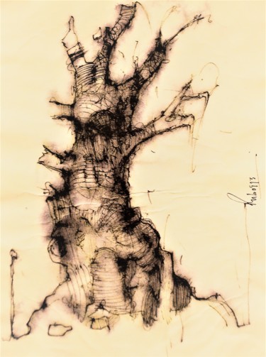 Dessin intitulée "Bäume sind auch nur…" par Stephan Rodriguez Warnemünde, Œuvre d'art originale, Encre