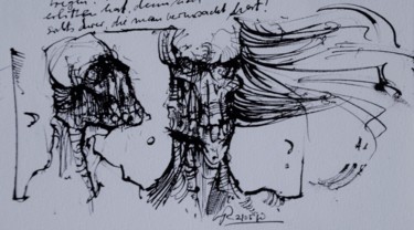 Zeichnungen mit dem Titel "Liebespaar" von Stephan Rodriguez Warnemünde, Original-Kunstwerk, Tinte