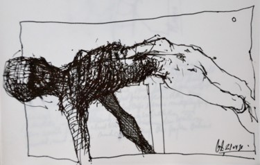 Zeichnungen mit dem Titel "Schmerzensmann (2)" von Stephan Rodriguez Warnemünde, Original-Kunstwerk, Tinte