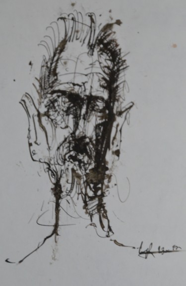 Drawing titled "Hiob" by Stephan Rodriguez Warnemünde, Original Artwork, Ink