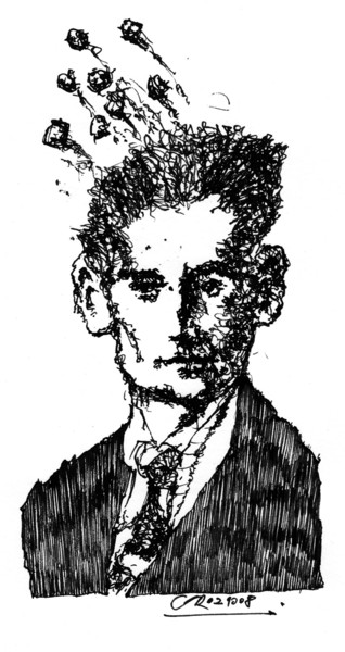 Dessin intitulée "Kafka (2)" par Stephan Rodriguez Warnemünde, Œuvre d'art originale, Encre