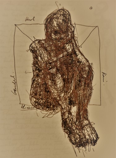 Drawing titled "Hiob (3)" by Stephan Rodriguez Warnemünde, Original Artwork, Ink