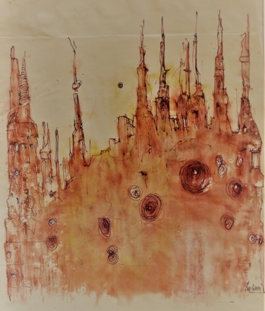 Disegno intitolato "Sodom und Gomorrha…" da Stephan Rodriguez Warnemünde, Opera d'arte originale, Matite colorate