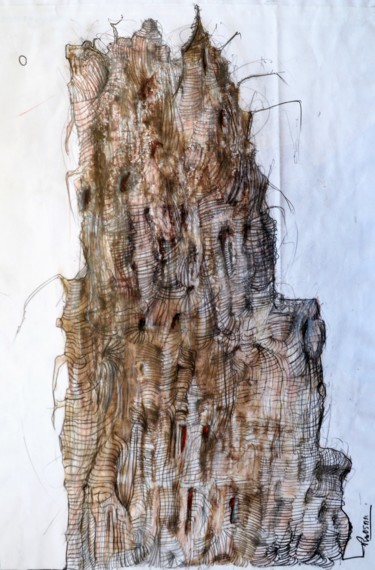Disegno intitolato "Turmbau zu Babel (6)" da Stephan Rodriguez Warnemünde, Opera d'arte originale, Matite colorate