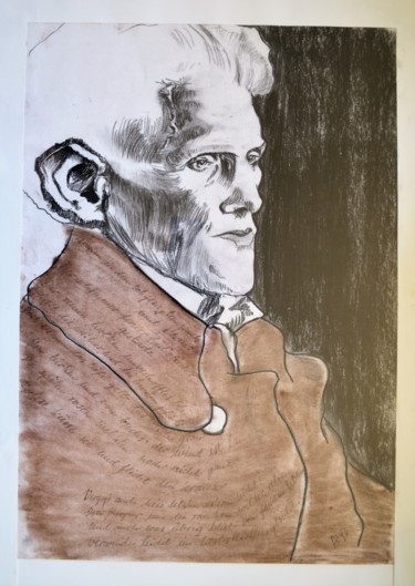 Drawing titled "Dämon der Poesie" by Stephan Rodriguez Warnemünde, Original Artwork, Graphite