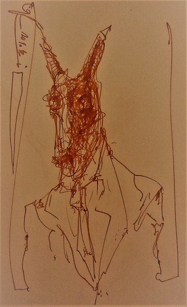 Dibujo titulada "Ich Esel" por Stephan Rodriguez Warnemünde, Obra de arte original, Tinta