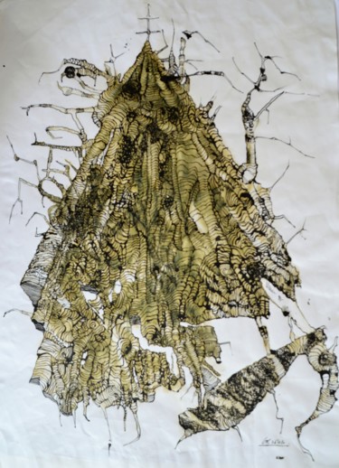 Drawing titled "Turmbau zu Babel (7)" by Stephan Rodriguez Warnemünde, Original Artwork, Ink