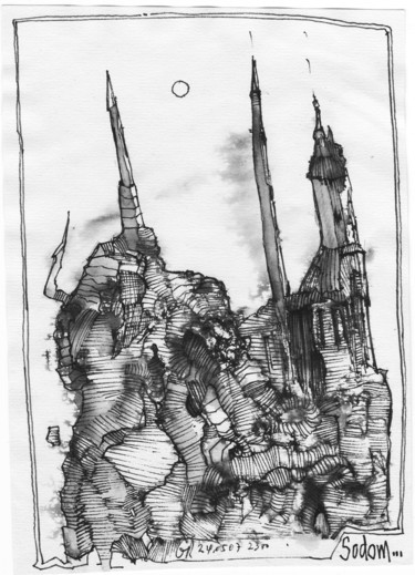 Disegno intitolato "Sodom" da Stephan Rodriguez Warnemünde, Opera d'arte originale, Inchiostro