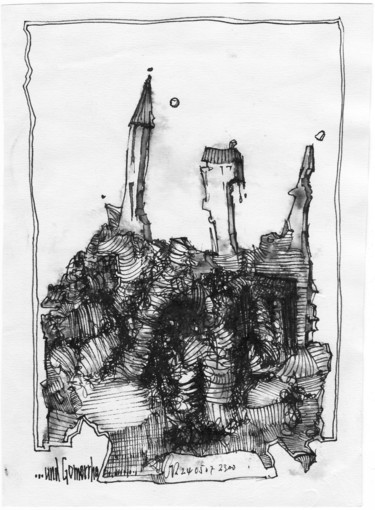 Drawing titled "...und Gomorrha" by Stephan Rodriguez Warnemünde, Original Artwork, Ink