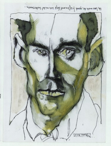Drawing titled "Kafka (3) Der Traum…" by Stephan Rodriguez Warnemünde, Original Artwork, Conté