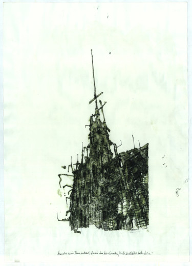Dibujo titulada "Turmbau zu Babel (8)" por Stephan Rodriguez Warnemünde, Obra de arte original, Tinta
