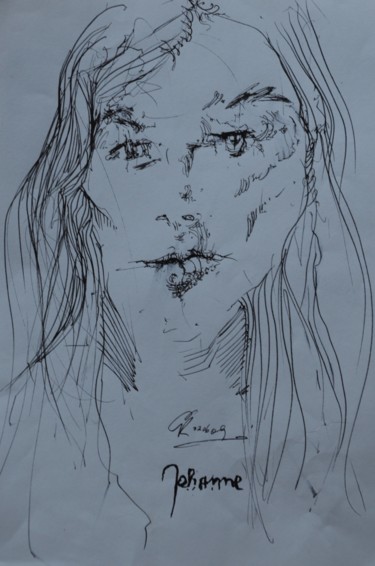Drawing titled "Johanne (2)" by Stephan Rodriguez Warnemünde, Original Artwork, Ink