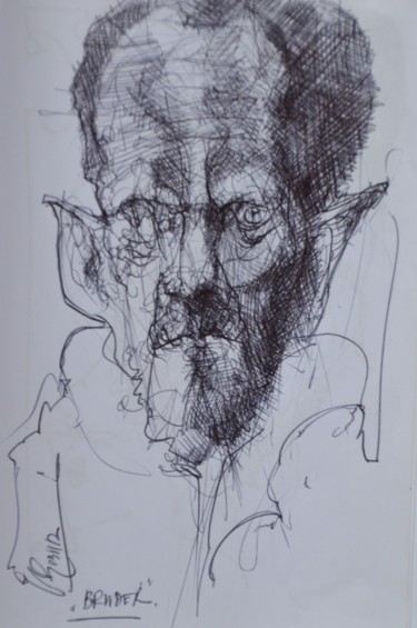 Drawing titled "Hiob (9) (Bruder)" by Stephan Rodriguez Warnemünde, Original Artwork, Ink
