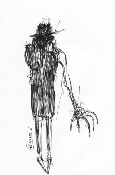 图画 标题为“Kafka (5)” 由Stephan Rodriguez Warnemünde, 原创艺术品, 墨