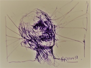 Drawing titled "Hiob (22)" by Stephan Rodriguez Warnemünde, Original Artwork, Ballpoint pen