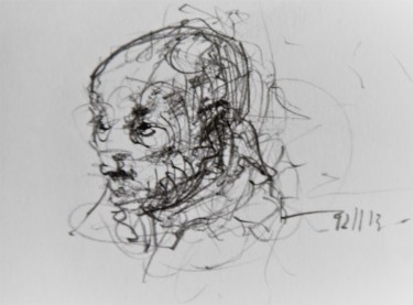 Drawing titled "Hiob (25)" by Stephan Rodriguez Warnemünde, Original Artwork, Pencil