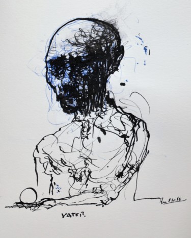 Drawing titled "Vater" by Stephan Rodriguez Warnemünde, Original Artwork, Ink