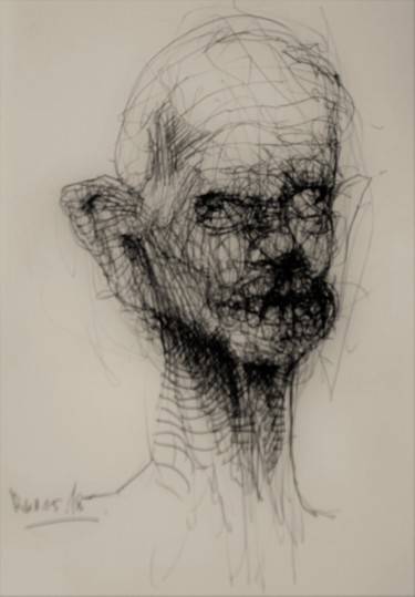 Dessin intitulée "Gesichti" par Stephan Rodriguez Warnemünde, Œuvre d'art originale, Stylo à bille