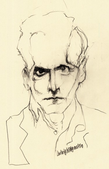 Рисунок под названием "Wittgenstein" - Stephan Rodriguez Warnemünde, Подлинное произведение искусства, Карандаш
