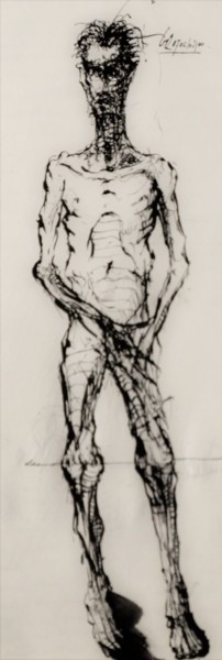 Drawing titled "Ein Stück Mensch" by Stephan Rodriguez Warnemünde, Original Artwork, Ink