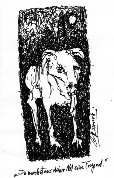 Drawing titled "Du machst aus deine…" by Stephan Rodriguez Warnemünde, Original Artwork, Ink