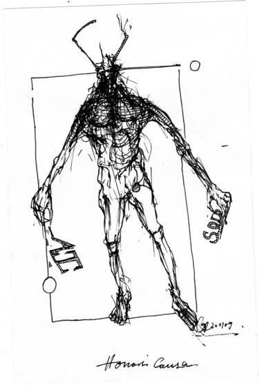 Dibujo titulada "honoris causa" por Stephan Rodriguez Warnemünde, Obra de arte original, Tinta