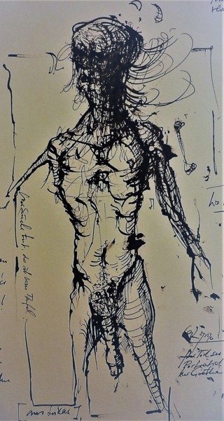 Dessin intitulée "Der Tod ist ein sch…" par Stephan Rodriguez Warnemünde, Œuvre d'art originale, Encre