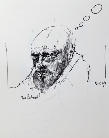 Drawing titled "Poor Richard (3)" by Stephan Rodriguez Warnemünde, Original Artwork, Ink