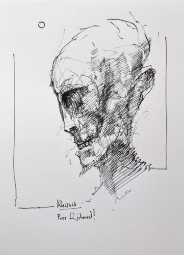 Zeichnungen mit dem Titel "Poor Richard (6)" von Stephan Rodriguez Warnemünde, Original-Kunstwerk, Tinte