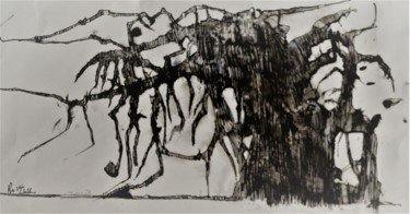 Drawing titled "Im Stehen sterben (…" by Stephan Rodriguez Warnemünde, Original Artwork, Ink