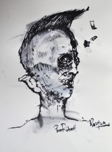 Dibujo titulada "Poor Richard (7)" por Stephan Rodriguez Warnemünde, Obra de arte original, Tinta