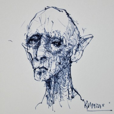 Drawing titled "Hiob (28)" by Stephan Rodriguez Warnemünde, Original Artwork, Ink
