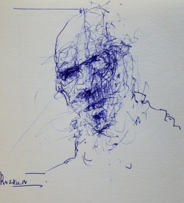 Drawing titled "Der lange Abschied" by Stephan Rodriguez Warnemünde, Original Artwork, Ballpoint pen