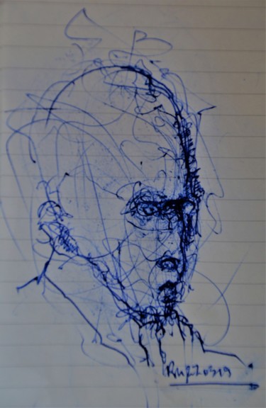 Drawing titled "Der Wichtigausschau…" by Stephan Rodriguez Warnemünde, Original Artwork, Ballpoint pen