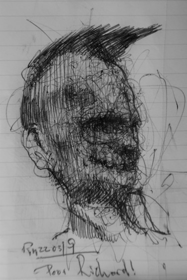 Drawing titled "Poor Richard (9)" by Stephan Rodriguez Warnemünde, Original Artwork, Ballpoint pen