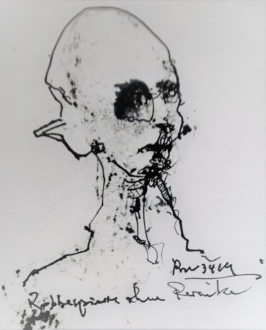 Drawing titled "Robespierre ohne Pe…" by Stephan Rodriguez Warnemünde, Original Artwork, Ink