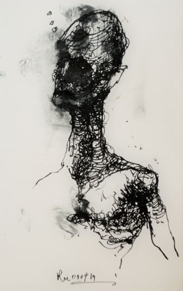 Tekening getiteld "Die Würde des Mensc…" door Stephan Rodriguez Warnemünde, Origineel Kunstwerk, Inkt